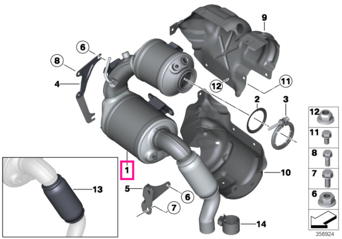 Filtru particule evacuare DPF - Mini R60, R61