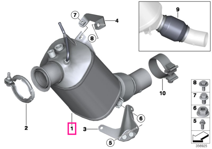 Filtru particule evacuare DPF - BMW Seria 5 F10, F11; X3 F25