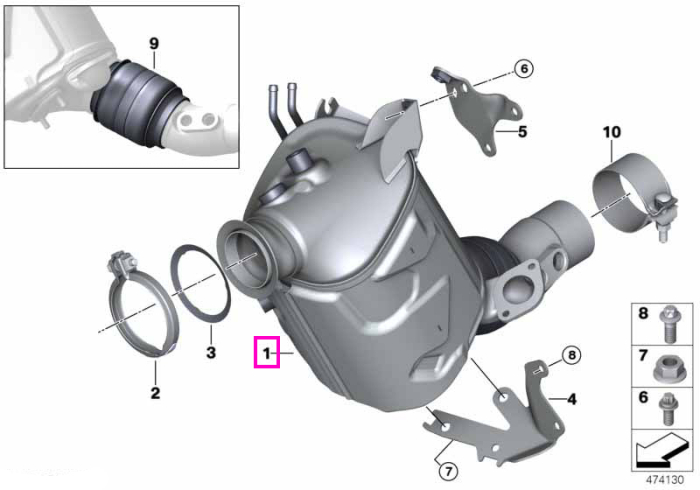 Filtru de particule diesel (DPF), EU6 - BMW Seria 2 G42, Seria 3 G20 G21 G28, Seria 4 G22 G23 G26, X3 G01, X4 G02