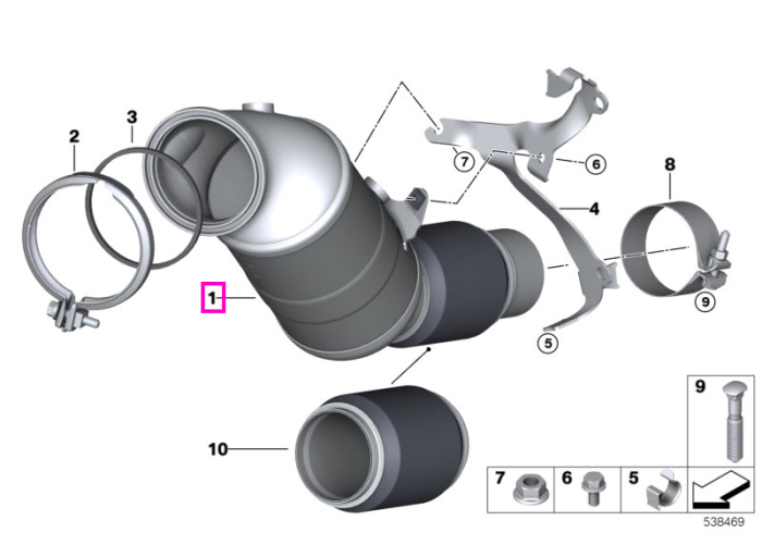 Catalizator, langa motor - BMW Seria 3 G20 G28, Seria 4 G22 G23 G26, Seria 5 G30 G31, Seria 6 G32, X3 G01, X4 G02 - tip motor B48