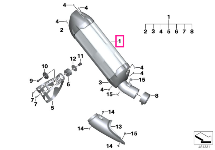 Toba esapament cromata - BMW Motorrad K50 (R 1200 GS, R 1250 GS), K51 (R 1200 GS Adv., R 1250 GS Adv.) - tip motor A74
