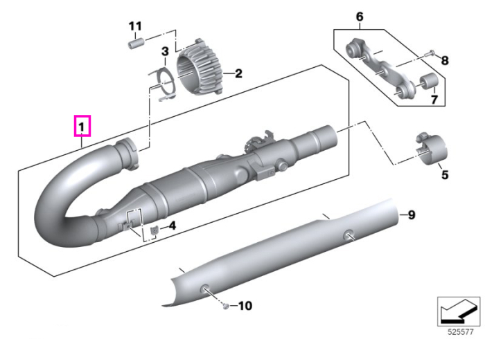 Galerie evacuare cromata, stanga - BMW Motorrad K34 (R 18, R 18 Classic), K35 (R 18 B, R 18 Transcontinental) - tip motor A70