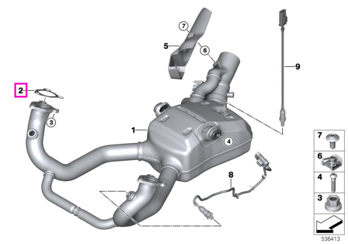 Garnitura galerie evacuare - BMW Motorrad KA1 (R 1300 GS), KA2 (R 1300 GS Adventure), KA3 (R 1300 RT), KA4 (R 1300 R), KA5 (R 1300 RS) - tip motor A75