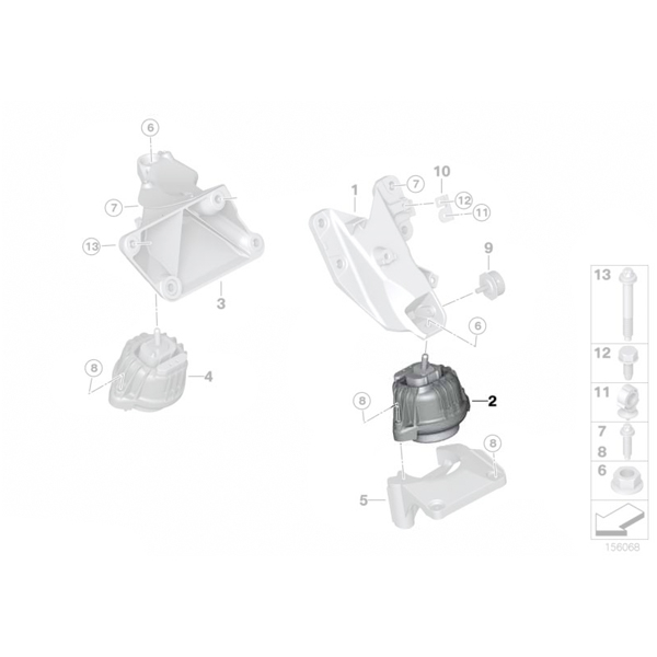 Tampon motor BMW Seria 5 E60, E61; Seria 6 E63, E64 - stanga