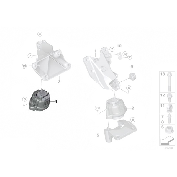 Tampon motor BMW Seria 5 E60, E61; Seria 6 E63, E64 - dreapta