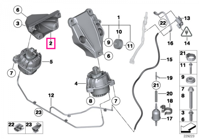  Suport motor, dreapta - BMW Seria 5 F07 F10 F11, Seria 6 F06 F12 F13, Seria 7 F01 F02	