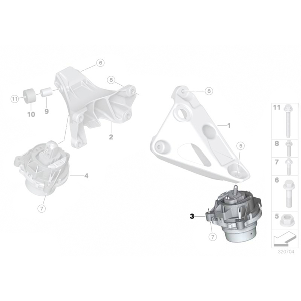 Tampon motor, stanga - BMW Seria 3 F30 F31 F34, Seria 4 F32 F33 F36