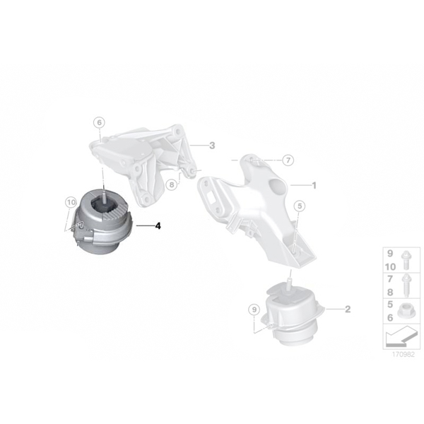 Tampon motor, dreapta - BMW X5 E70, X6 E71