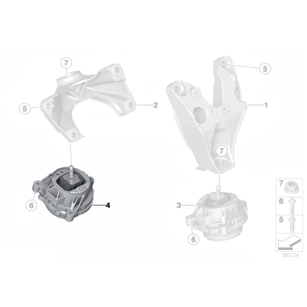 Tampon motor - BMW Seria 3 F30, F31, F34, Seria 4 F32, F33, F36 - dreapta