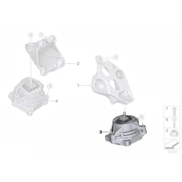 Tampon motor, stanga -  BMW Seria 1 F20 F21, Seria 2 F22 F23, Seria 3 F30 F31 F34, Seria 4 F32 F33 F36