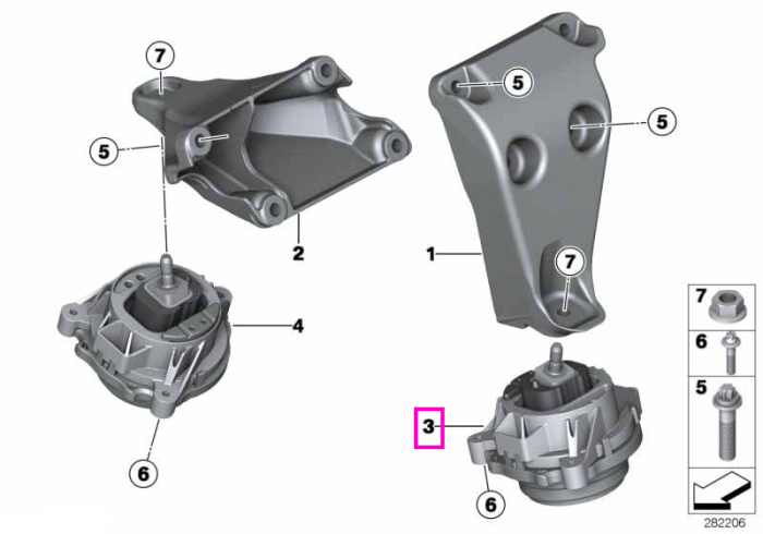 Tampon motor, stanga - BMW Seria 3 F30 F31 F34 F35, Seria 4 F32 F33 F36 - tip motor N20, N26