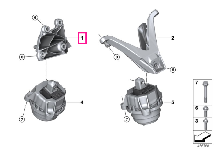 Suport motor, dreapta - BMW Seria 5 F90M5, Seria 8 F91M8 F92M8 F93M8, X5 F95M, X6 F96M	