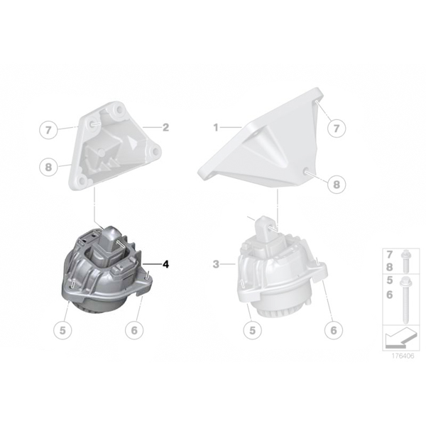 Tampon motor, dreapta - BMW Seria 5 F10 F11	