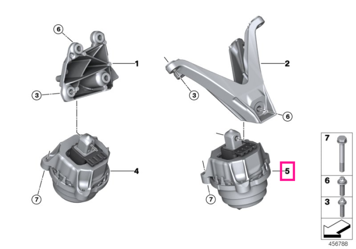 Tampon motor, stanga - BMW Seria 5 F90M5, Seria 8 F91M8 F92M8 F93M8, X5 F95M, X6 F96M, XM G09