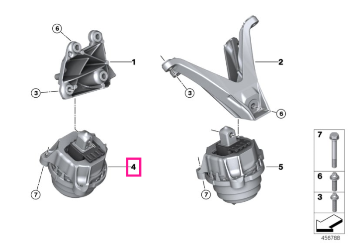 Tampon motor, dreapta - BMW Seria 5 F90M5, Seria 8 F92M8 F93M8, X5 F95M, X6 F96M, XM G09