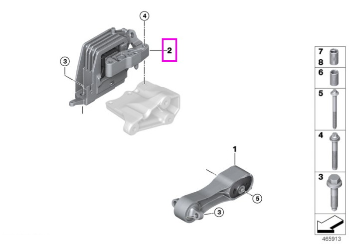 Tampon motor - BMW Seria 1 F40 F52, Seria 2 F44 F45 F46, X1 F48 F49, X2 F39 - Mini Cabrio F57, Clubman F54, Countryman F60, F55, F56