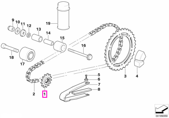 Pinion atac, 16 dinti - BMW Motorrad E169 (F 650, F 650 ST), R13 (F 650 GS, GS Dakar) - tip motor 1 cilindru