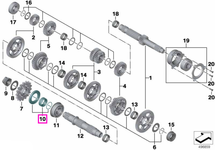 Set garnituri ax iesire cutie - BMW Motorrad K63 (S 1000 R), K66 (M 1000 RR), K67 (S 1000 RR), K69 (S 1000 XR), KM3 (M 1000 R), KM9 (M 1000 XR) - tip motor A67