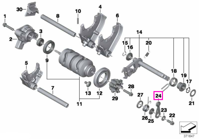 Pargie blocare selector cutie - BMW Motorrad K70 (F 700 GS), K71 (F 800 S, F 800 ST, F 800 GT), K72 (F 650 GS, F 800 GS), K73 (F 800 R), K75 (F 800 GS Adventure)