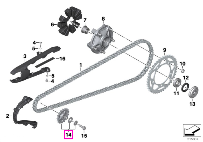 Set pinion atac - BMW Motorrad K80 (F 750 GS, F 800 GS), K81 (F 850 GS, F 900 GS), K82 (F 850 GS Adv., F 900 GS Adv.), K83 (F 900 R), K84 (F 900 XR) - tip motor A24