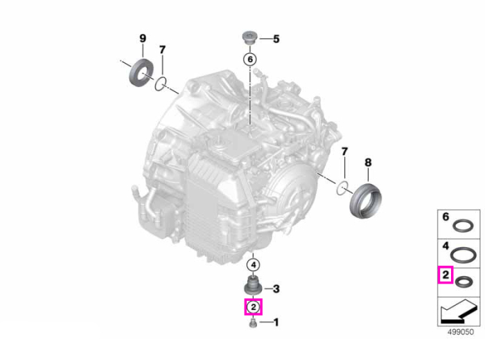 Garnitura inelara (O-ring) buson golire cutie automata, 1.8x6.1 mm - BMW Seria 1 F40, Seria 2 F44 F45 F46, X1 F48, X1L F49, X2 F39 - Mini Cabrio F57, Clubman F54, Countryman F60, F55, F56
