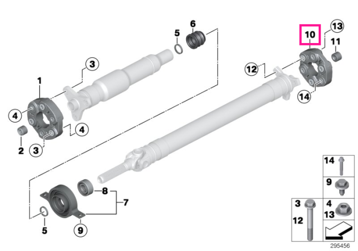 Articulatie/Flansa cardan spate, LK=96mm/M10 - BMW Seria 1 E81 E82 E87 E88, Seria 3 E90 E91 E92 E93, Seria 5 F10 F11 F18, X1 E84, X3 F25