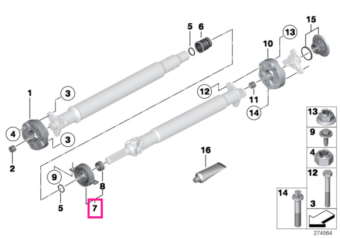 Rulment cardan - BMW Seria 3 G20 G21 G28, Seria 5 G30 G31 G38, Seria 6 G32 GT, Seria 7 G11 G12, Z4 G29