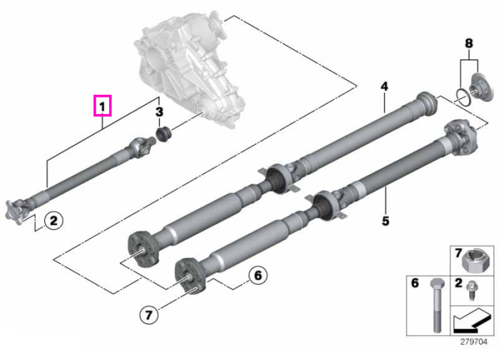 Arbore cardanic fata - BMW X5 E70 F15 M F85, X6 E71 E72 Hybrid F16 M F86