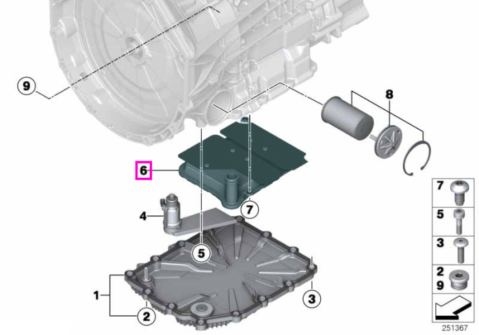 Filtru aspiratie, ulei transmisie automata GS7D36SG/GS7D36BG - BMW Seria 2 F87 M2, Seria 3 F80 M3, Seria 4 F82 F83 M4, Seria 5 F10, Seria 6 F06 F12 F13