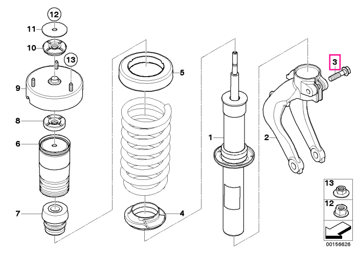 Surub hexagonal cu guler (M12x1,5x50-10,9), suspensie punte fata - BMW X5 E70 F15 F85 M, X6 E71 E72 F16 F86 M