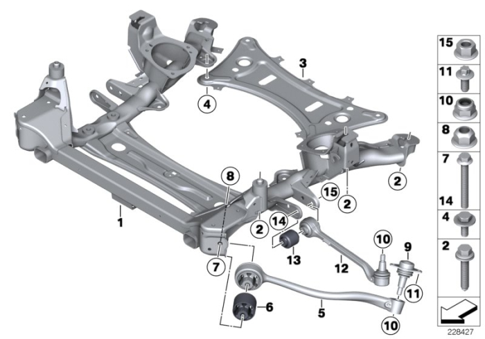 Brat fata stanga cu bucsa cauciuc - BMW X3 F25, X4 F26 - BMW X3 F25, X4 F26