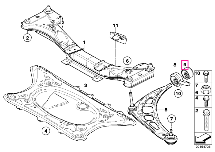 Set bucse cauciuc, brat suspensie, punte fata (D=66mm) - BMW Z4 E85 E86
