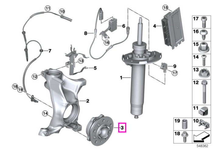 Butuc roata cu rulment fata - BMW Seria 2 G87 M2, Seria 3 G80 M3, Seria 4 G82 M4, MS BMW Motorsport