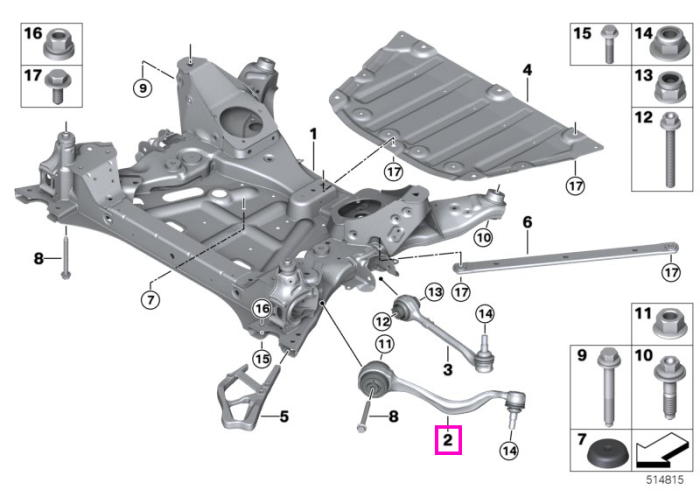 Brat de tractiune cu bucsa hidraulica, stanga - BMW iX3 G08 BEV, X3 G01 G08, X4 G02