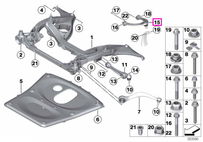 Brat suspensie superior, pnte fata, dreapta - BMW Seria 5 F10, Seria 6 F06 F12 F13 - tip motor S63N