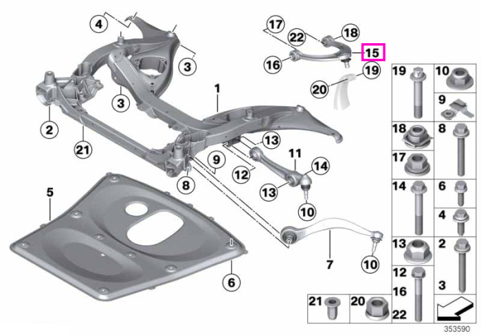 Brat suspensie superior dreapta, punte fata - BMW Seria 5 F10, Seria 6 F06 F12 F13 - tip motor S63N