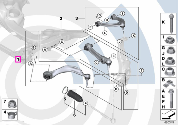 Set reparatie brat suspensie punte fata, stanga, Kit Value Parts - BMW Seria 5 F10 F11 F18, Seria 6 F06 F12 F13