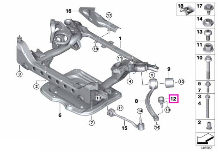 Pivot/Articulatie suspensie roata, punte fata - BMW Seria 3 E90 E91 E92, X1 E84