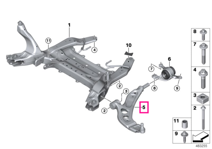 Brat suspensie inferior stanga, cu bucsa cauciuc - Mini Cabrio F57 F67, F55, F56, F65, F66