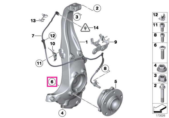 Surub butuc roata (M12X1.5X45-10.9) - BMW Seria 5 F07 F10 11 F18, Seria 6 F06 F12 F13, Seria 7 F01 F02 F04, X3 F25, X4 F26