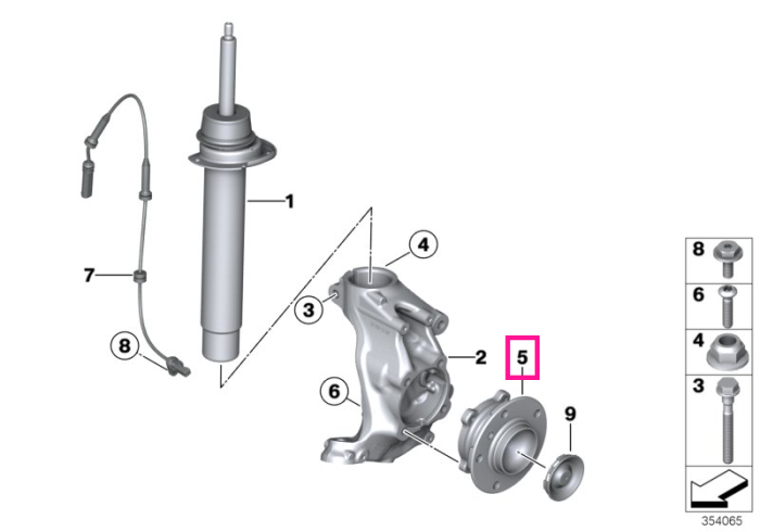 Butuc roata fata, cu rulment integrat, M12x1,25 - BMW Seria 1 F20 F21, Seria 2 F22 F23, Seria 3 F30 F31 F34 F35, Seria 4 F32 F33 F36