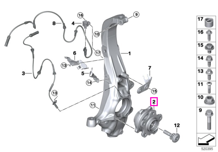 Butuc roata cu rulment, punte fata - BMW X5 M F95, X6 M F96