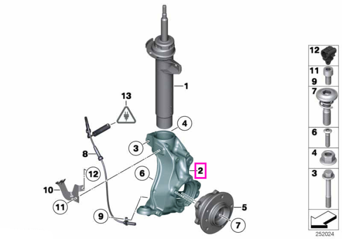 Fuzeta suspensie punte fata, dreapta - BMW X1 E84