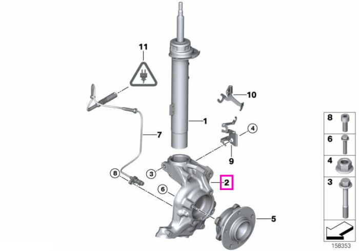 Fuzeta suspensie punte fata, stanga - BMW X1 E84