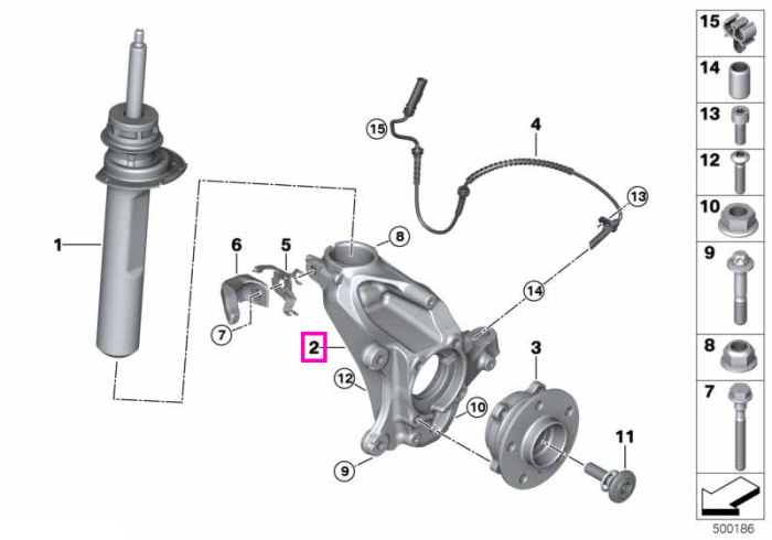  Portfuzeta punte fata, dreapta - BMW Seria 1 F40 F52, Seria 2 F44 F45 F46, X1 F48 F49, X2 F39 - Mini Clubman F54, Countryman F60