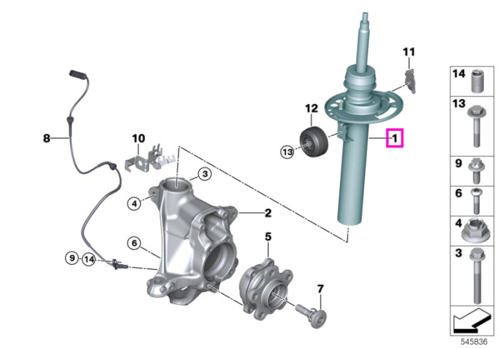 Amortizor suspensie fata, stanga - BMW X3 G45 - tip motor B58N