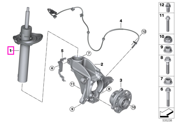Amortizor, punte fata, stanga - Mini Cooper J01 - tip motor HC0