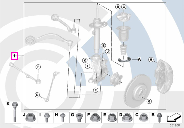 Set montaj lagar suport amortizor fata, Kit Value Parts - BMW Seria 3 G20 G21 G28, Seria 4 G22 G23 G26, i3 G28, i4 G26
