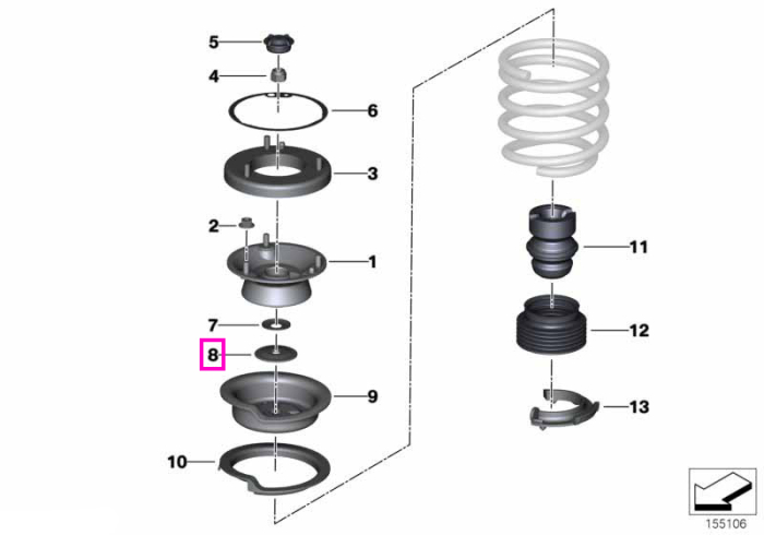 Saiba flansa amortizor, punte fata, D=55mm - BMW Seria 1 E81 E82 E87 E88, Seria 3 E36 E90 E91 E92 E93, Seria 5 E34 E60 E61, Seria 6 E63 E64, X1 E84, X3 E83, Z3 E36, Z4 E89 - Mini Countryman R60 Paceman R61