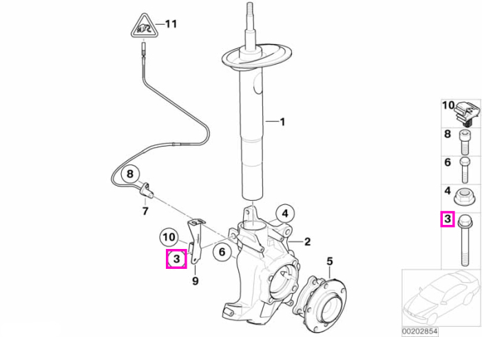 Surub cu guler M12x1,5x95, amortizor suspensie, punte fata - BMW Seria 5 E39, Seria 7 E65 E66, Z8 E52